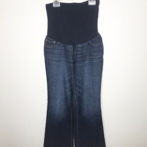 Maternity Indigo Blue Dark Denim Jeans Wide Legs M